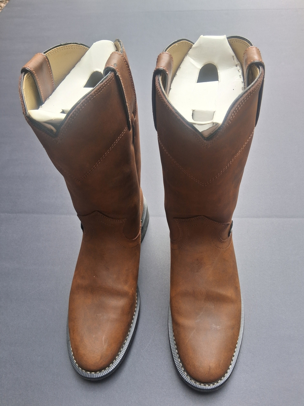 Justin Boots JB3001 Women 6B Clay Brown Leather Roper Cowboy Boots W/Box Classic
